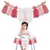 1st Birthday High Chair Banner, Pink Tassel Theme Banner For