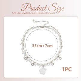 GlamRays Y2K Star Crystal Charms Collar Choker Chain Irregular Crystal Stone Fashion Boho Chunky Star Jewellery Accessories, White