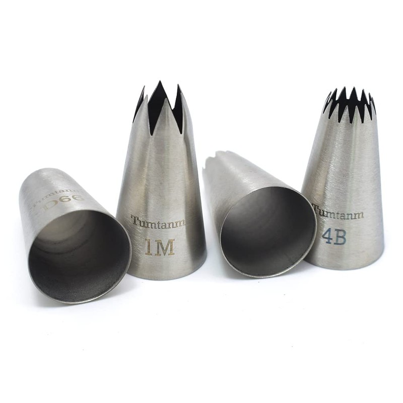 Tumtanm Large Piping Nozzles, 4Pcs #2CZ #D66#4B #1M Stainless Steel