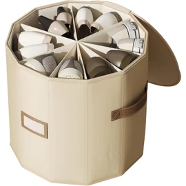 El Organizador de zapatos Vailando es un cilindro de almacenamiento plegable y beige para clóset, con divisores ajustables. Viene en un paquete de 1 unidad.