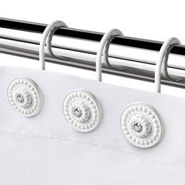 White Shower Curtain Hooks, Rust Proof Shower Curtain Rings for Bathroom, Metal Decorative Shower Curtain Hooks Hangers for Shower Curtain Rod and Liner, Shower Hooks for Shower Curtain Set of 12
