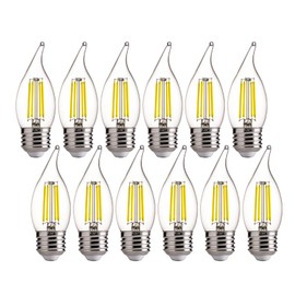 FLSNT LED Chandelier Edison Bulbs 5000K Daylight, 60W Equivalent, Dimmable CA11 E26 Base LED Candelabra Bulbs, 550LM, 12 Pack