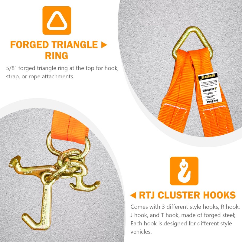 SENKEYFE Tow Straps V Bridle, 3" x 24" Recovery V-Strap