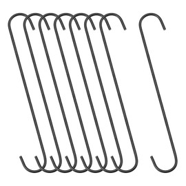 sourcing map S Hanging Hooks, 12inch/300mm Extra Long Steel Hanger, Indoor Outdoor Uses for Garden, Bathroom, Closet, Workshop, Kitchen, Black, 8Pcs
