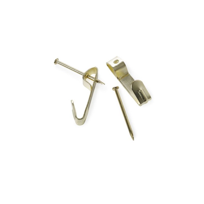 Electro Brassed Single Picture Hook with Pin - Small (Pack
