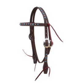 CHALLENGER Horse Western Pony Brown Leather Bridle Headstall w/Turquoise Stones 78RT22BR