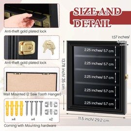 Silipull 30 Lighter Display Case Wall Mount Display Case for Lighter Detachable Wooden Cabinet W/98% UV Protection Acrylic Door Lockable Storage Box for Collection, 11.5x13.78x1.57 Inch, Black Finish