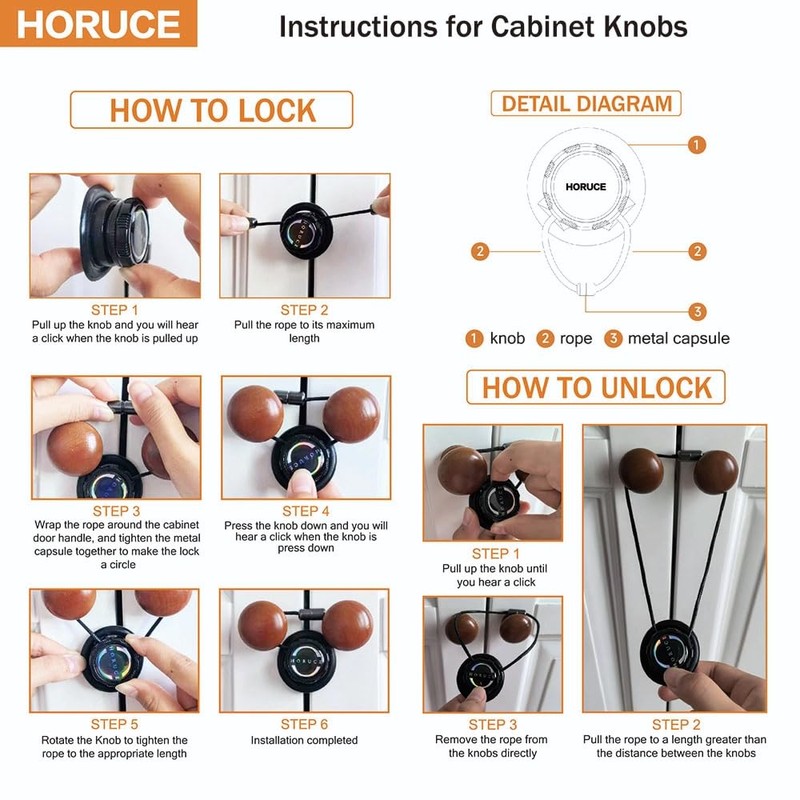 5 Pack Cabinet Locks Baby Proofing For Knobs & Handles,
