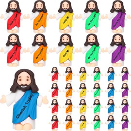 Barydat 25 Pcs Mini Jesus Figurines Bulk Tiny Jesus Toys Little Figures Miniature Doll to Hide and Seek Religious Party Favors Sunday School Baptism Gift Church Events