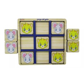 CASTILLO DIDÁCTICO  Juego Del Gato De Madera Fino Con Animalitos, 9 Pzs.