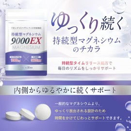 Magnesium Supplement, Long Lasting Magnesium 9000EX (360 Billion Lactic Acid Bacteria), 90 Tablets, 30-Day Supply (1 Bag)