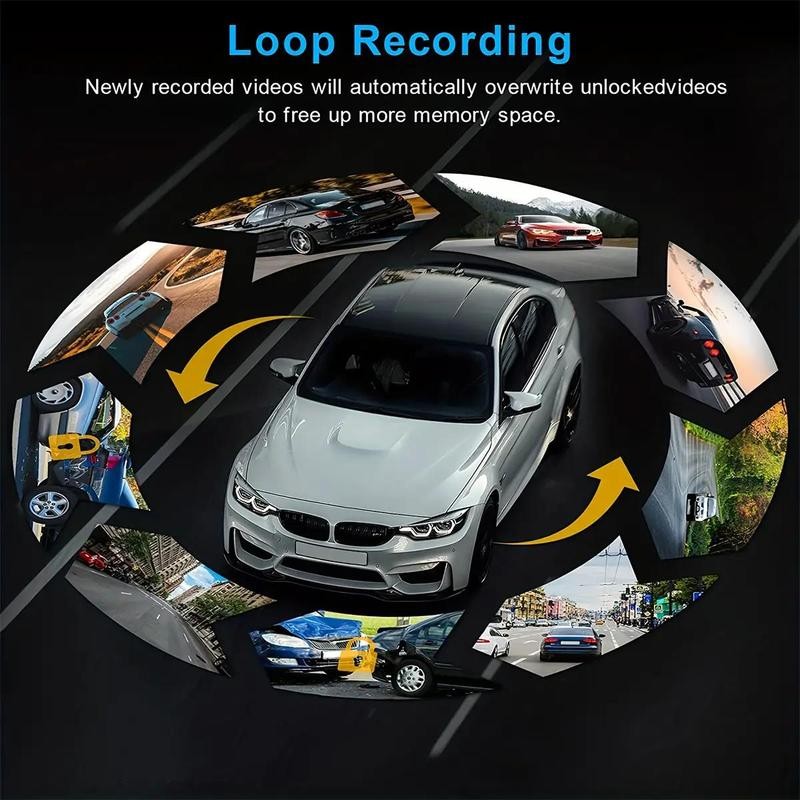 Dash Cam 3.16-Inch Dual-Lens Driving Recorder Front inside Camera G-Sensor