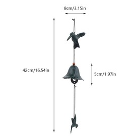 AUNMAS Wind Chime, 42 * 8 * 5cm Metal Bird Shaped Hanging Wind Chime Cast Iron Relaxing Soothing Sound Bronze Hanging Windbell Home Garden Backyard Decoration Ornament (Green)
