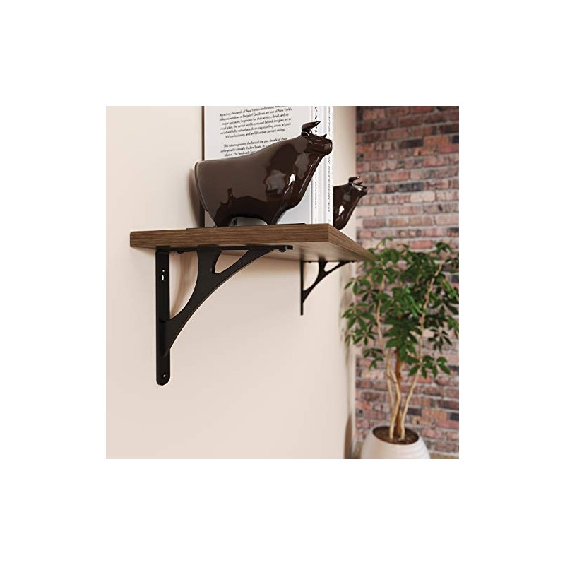 Shelf-Made Manhattan Decorative Shelf Bracket, Black, 8-inches