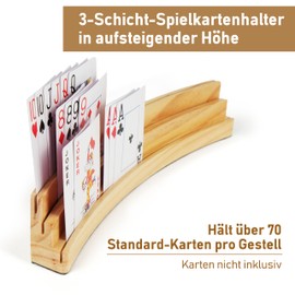 LotFancy Wooden Card Holder for Children, Set of 2 Playing Card Holders for Playing Cards, 3 Levels, Hands-Free Card Stand for Seniors