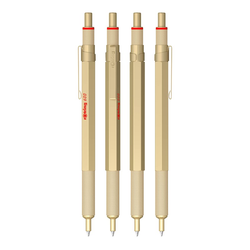 rOtring 600 Ballpoint Pen, Medium Tip, Black Ink, Gold Barrel,