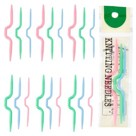 PandaHall 30 pcs 3 Sizes ABS Plastic Knit Cable Stitch Knitting Needles Smooth Crochet Hook Crooked Needle Twist Curved Hand Knit Knitting Needles Mixed Color Length 90-108mm