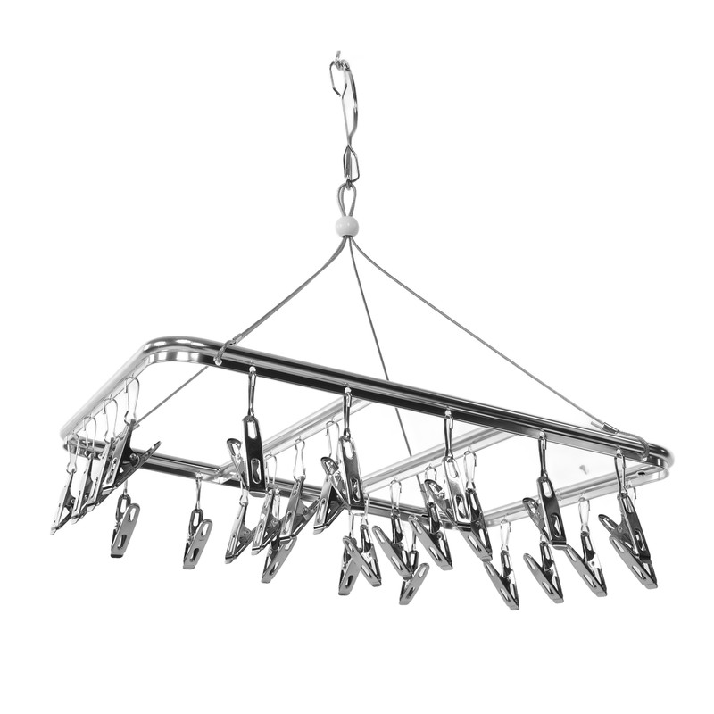 Multifunction Aluminum Alloy Laundry Drying Rack with 26 Clips for