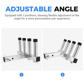 SPARKWHIZ Hitch Fishing Rod Holder, Stainless Steel Hitch Mount Rod Holder, 4 Link Tube for 2" Hitch Receivers with Quick Release Pin,Truck Adjustment Fishing Rod Rack, Fishing Pole Holder