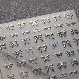 5D Embossed Bow Nail Stickers for Nail Art Gold Bow Nail Art Stickers Self Adhesive Nail Decals with Rhinestone Bow Knot Nail Art Design Manicure Supplies Charm for Women Nail Art Decorations