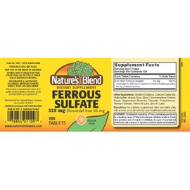 Nature's Blend Ferrous Sulfate 325 mg Mineral Supplement 100 Tablets