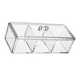 Makeup Storage Organizer, Clear Acrylic Box with Lid Acrylic Box with Lid Bathroom Containers Transparent 3 Compartments Cotton Ball Swab Holder Organizer with Lid for Cosmetics