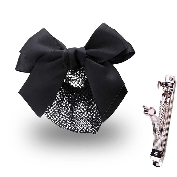 HUIKKJP Chignon Net Barrette with Net Chignon Barrette Bun Net