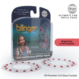 blinger® Ultimate Fan Refill Pack of 30 Dazzling Hair-Safe Gems - Bright Red – as seen on Shark Tank | Hair-Safe Bedazzler Gem Stamper for all the Sports Lovers | Fun Gift, Game Days, Sports