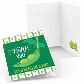 Double the Fun - Twins Two Peas in a Pod - Baby Shower or First Birthday Party Thank You Cards (8 count)