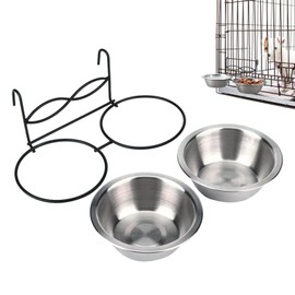 MNTUOS Anti-Slip Dog Bowls, 2 Pack Stainless Steel Dog Bowl Hanging on Cage, Pet Water and Food Bowls for Cats and Dogs, Dry and Wet Foods, with Non-Slip Silicone Pad, 13cm/5.1inch/11 oz Each