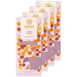 Elements Truffles Maple Toffee w/Moringa - Heavy Metal Tested- Dairy Free Chocolate Bars - Paleo, Gluten Free, Non-GMO, Raw, Organic Chocolate - Ayurveda Inspired Healthy Chocolate Bar - 4 Pack