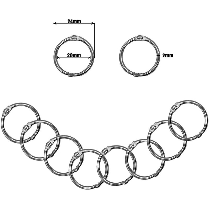 WedDecor 20mm Loose Leaf Rings Mettalic Snap Closure Binder Card