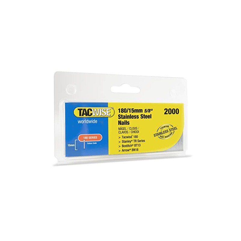 TACWISE 1509 Type 180/15 mm Stainless Steel 18G Brad Nails,