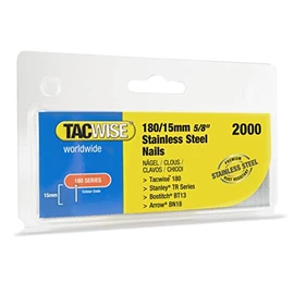 TACWISE 1509 Type 180/15 mm Stainless Steel 18G Brad Nails, Pack of 2,000, Silver