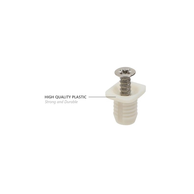 Silverline 8mm Plastic Hinge Dowel Inserts with Screws, 50 Pcs