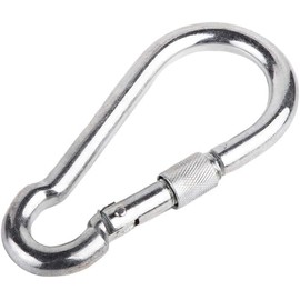 (Pack of 4) DIN 5299D Carabiner Galvanised Steel 5/16" x 3-5/32" (8 x 80 mm) with Lock, Spring Hook, Spring Catch, Snap Hook