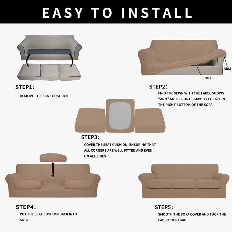Easy-Going 100% Dual Waterproof 4 Pieces Stretch Soft Couch Cover