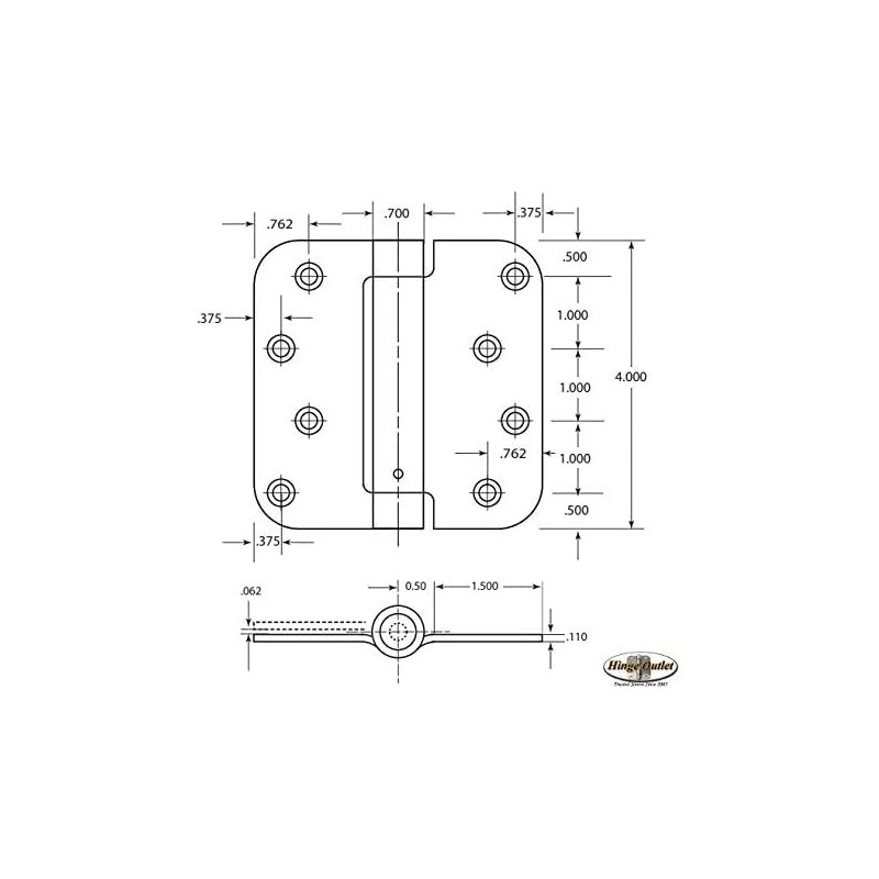 Hinge Outlet Spring Self-Closing Hinges, 4 Inch with 5/8 Inch