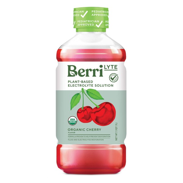 Berri Lyte Plant Based Organic Electrolyte Solution – Pediatric Rehydration Drink – Low Sugar Cherry Flavor, 1 L, 1 ct