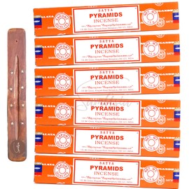 Satya Nag Champa Pyramids Incense Sticks | x6 pack | with SAMASIA incense sticks holder | Used for Aromatherapy, Spa, Yoga, Weddings, Meditation, Healing, Positivity and Relaxation