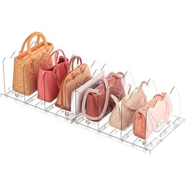 SOYO Adjustable Clear Purse Organizers for Closet, Acrylic Shelf Divider for Bag and Purse Storage, Clear Pocketbook and Handbag Organizer, Bookshelf Separator Organizers for House, Office Use, Clear