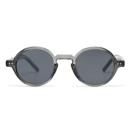 H HELMUT JUST Round Retro Sunglasses for Men and Women Classic Sunglasses, Grey A Transparent/Grey