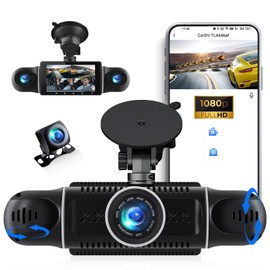 CAMECHO 4 Channel Dash Cam Car, 360° Rotatable Front Rear Interior Left Right Dash Cam, Car Camera with App Control, IR Night Vision, Loop Recording, G-Sensor, Parking Aid, 24H Parking Monitoring