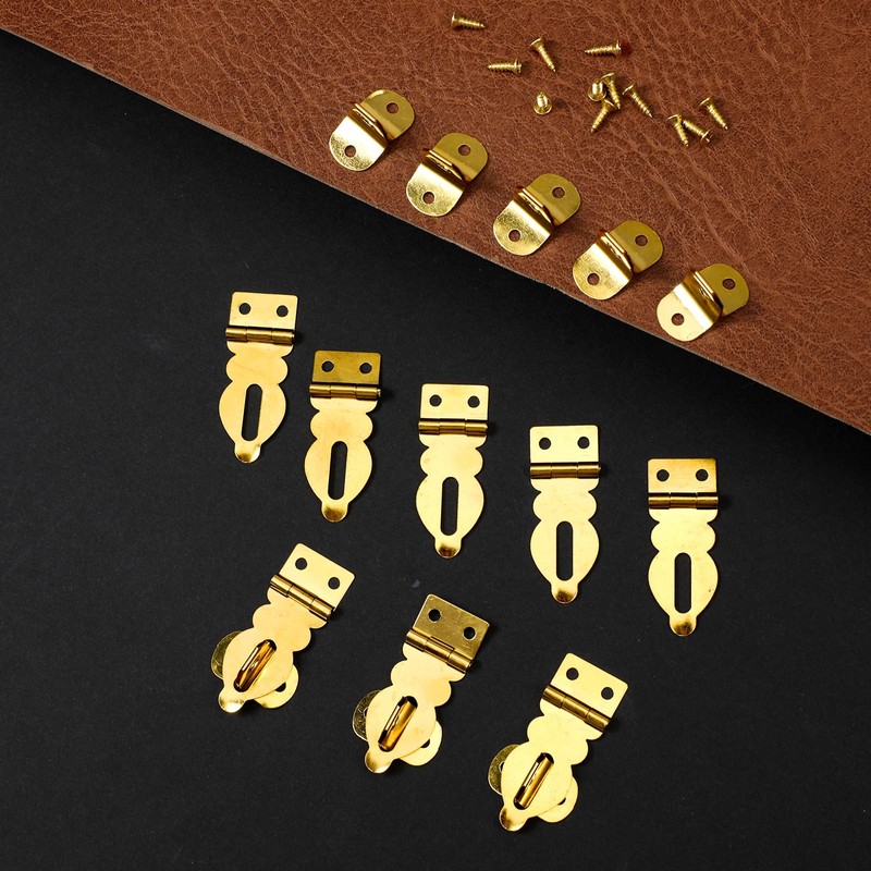 10PCS Brass Solid Padlock Hasp, Gold Metal Latch with Screws,