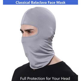 Balaclava Ski Mask Head Mask Full Face Mask Windproof Face Cover Sun UV Protection Scarf Men Women Outdoor Sport Cycling Cap (Light Grey)