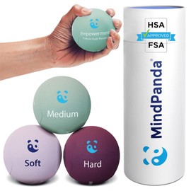 MindPanda Therapy Stress Balls For Adults - Expertly Designed For Relaxation & Focus, Soothing Aromatherapy For Anxiety & Stress Relief, Promotes Healthy Thinking, Soft, Medium & Hard Gel Core For Grip Strengthening.
