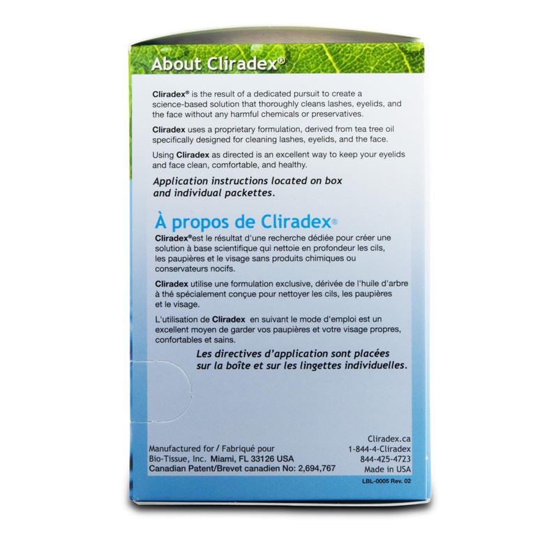 Cliradex Towelettes - Natural Face, Eyelash & Eyelid Cleanser -