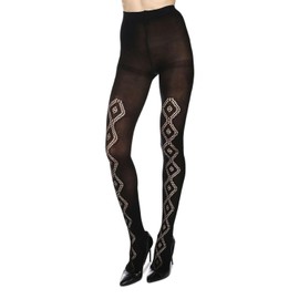 MeMoi Chic Drop Fashion Opaque Tights Black Medium/Large