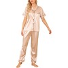 Vlazom Womens Silk Pyjamas, Soft Satin Short Sleeve Top &