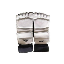 Taekwondo Foot Protector, Instep Supporter, White/Black, Left & Right Set (M)